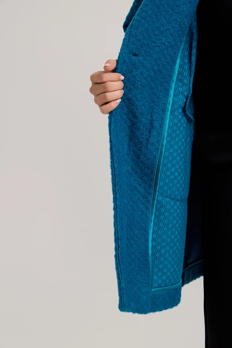 Τιρκουάζ  Ζακέτα Plus Size με Κουμπιά & Τσέπες 