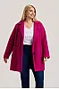 Φούξια Ζακέτα Plus Size με Κουμπιά & Τσέπες 