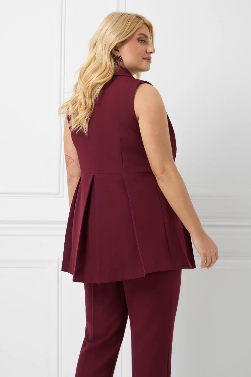 Μπορντό Σετ Γιλέκο & Παντελόνι 