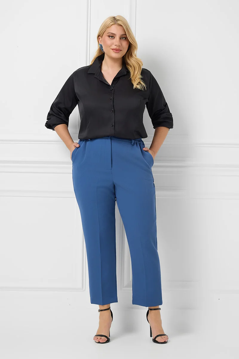 Plus Size Παντελόνι Μπλε Ραφ