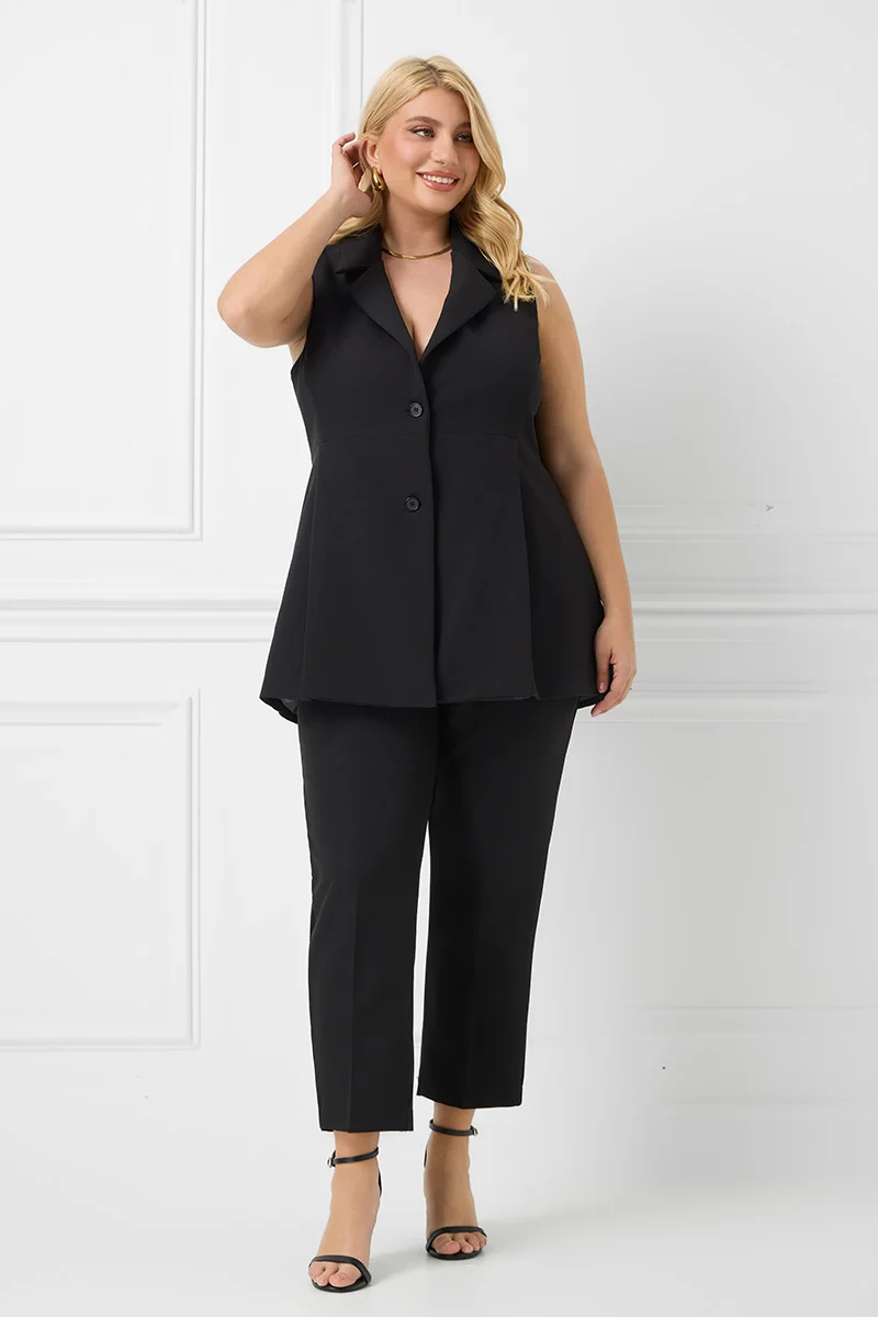 Μαύρο Σετ Παντελόνι & Γιλέκο  