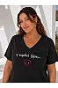 Μαύρο  T-Shirt Με Κεντημένη Στάμπα Καρδιά 