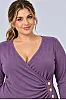 Κρουαζέ Μπλούζα Ριμπ Λιλά  με Χρυσά Κουμπιά Plus Size