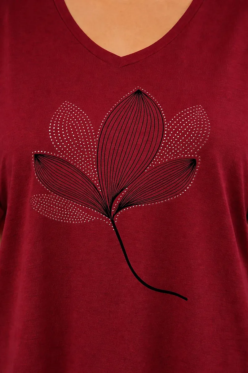 Μπορντό Plus Size T-Shirt Magnolia