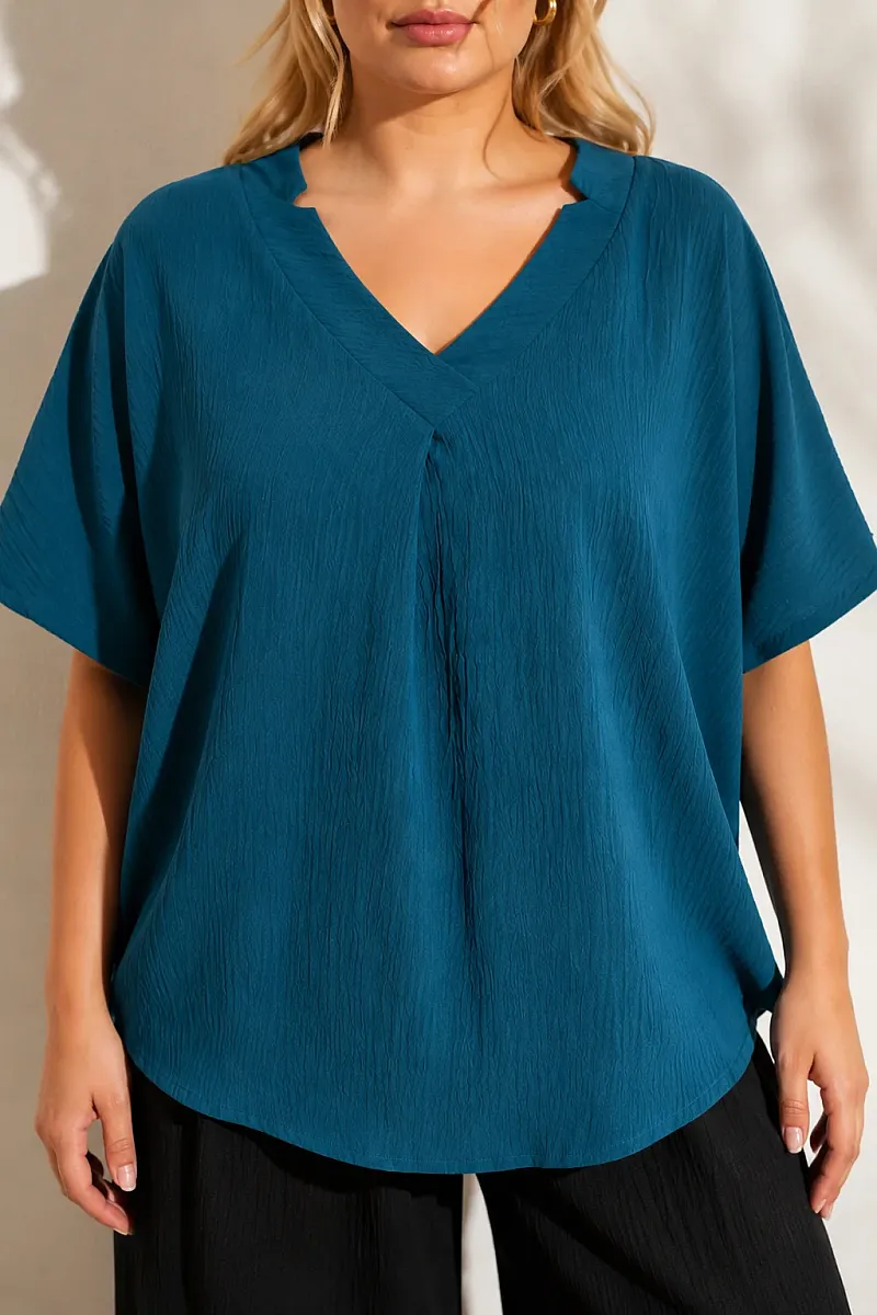 Plus Size Μπλούζα σε Φαρδιά Γραμμή Πετόλ