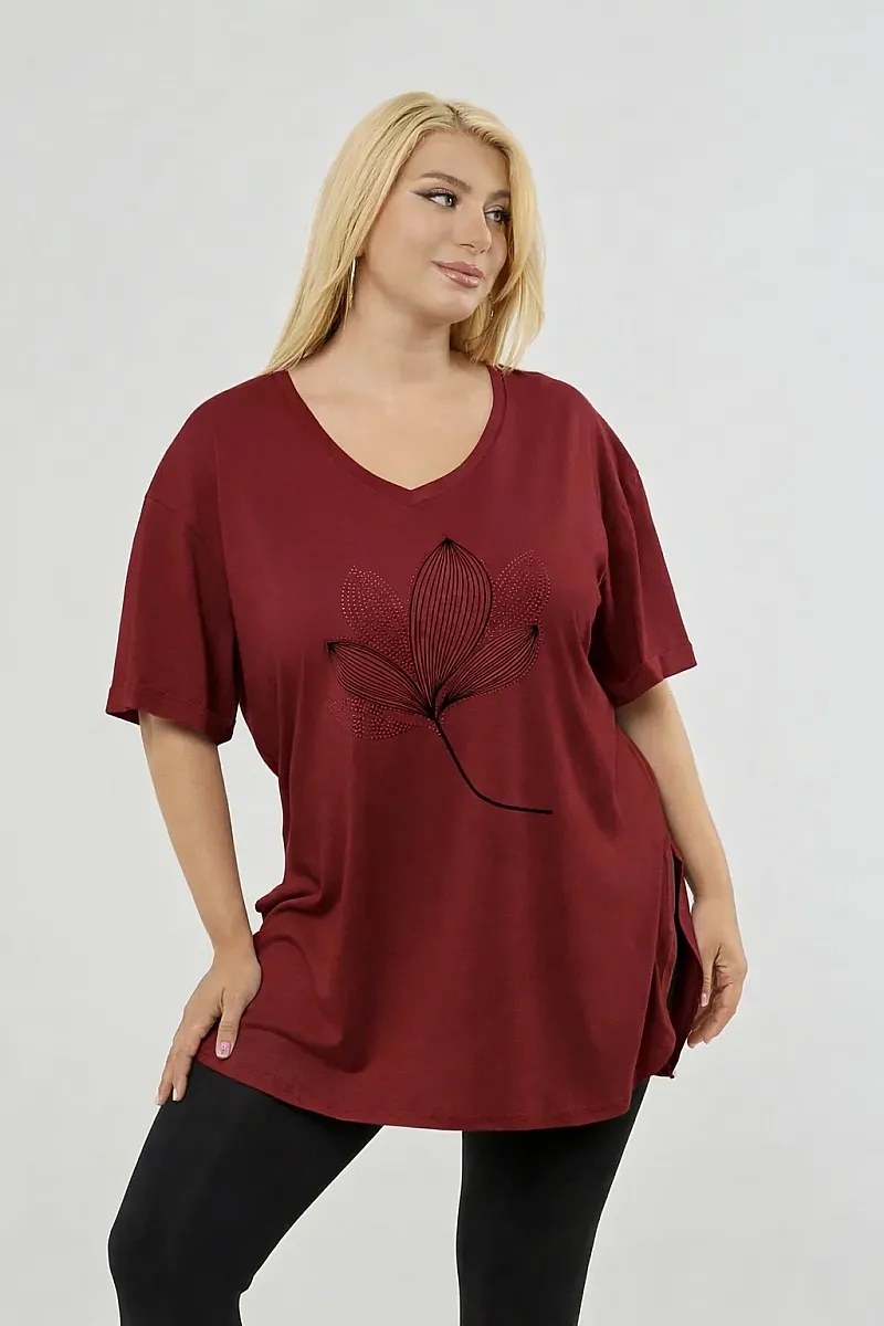 Μπορντό Plus Size T-Shirt Magnolia