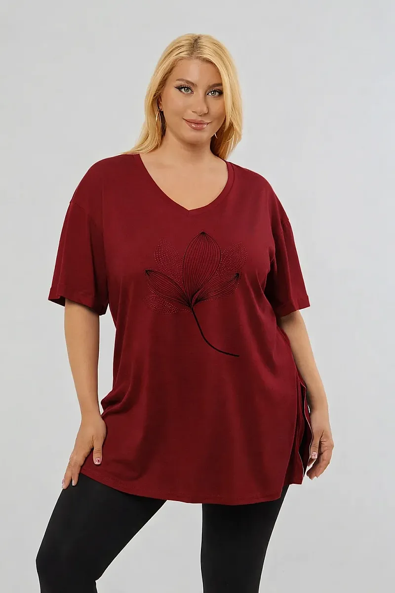 Μπορντό Plus Size T-Shirt Magnolia