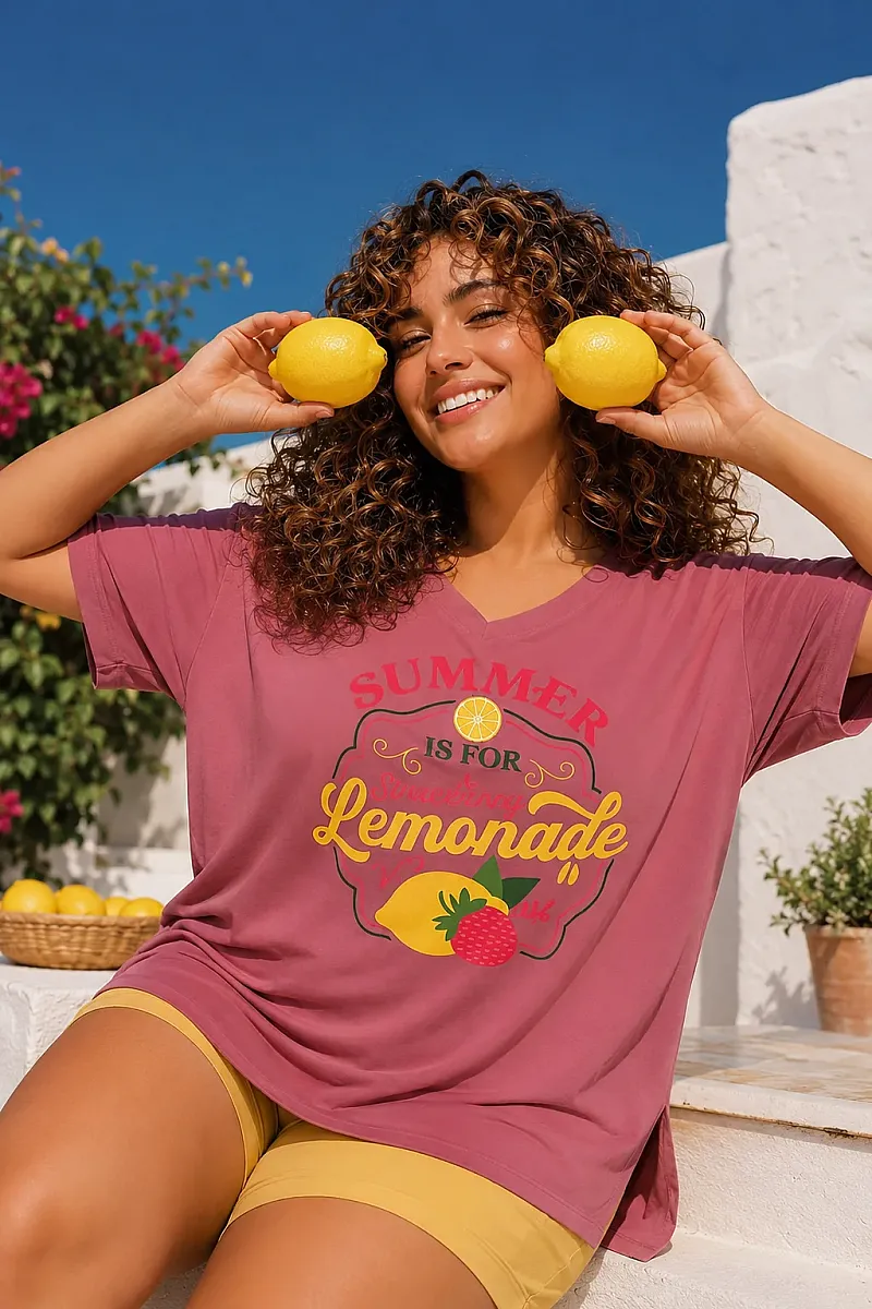 Σομόν T-Shirt Με Τύπωμα 