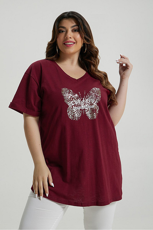 Butterfly T-Shirt Μπορντό