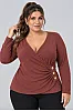 Κρουαζέ Εκάι Μπλούζα Ριμπ με Χρυσά Κουμπιά Plus Size