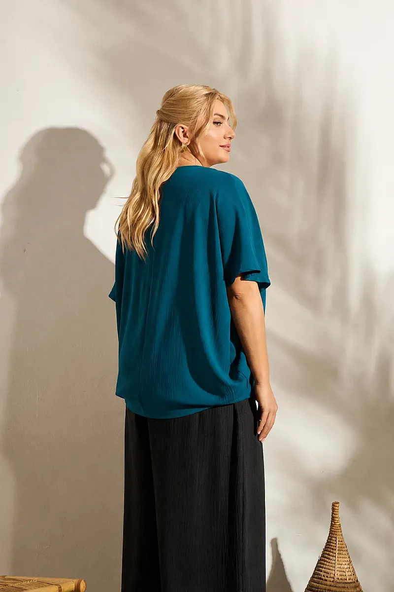 Plus Size Μπλούζα σε Φαρδιά Γραμμή Πετόλ