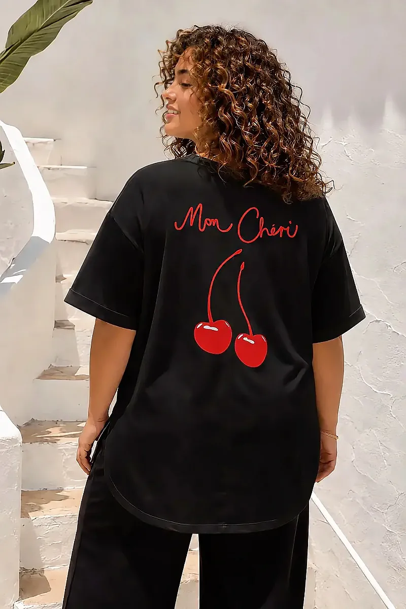 Mon Chéri T-Shirt Μαύρο