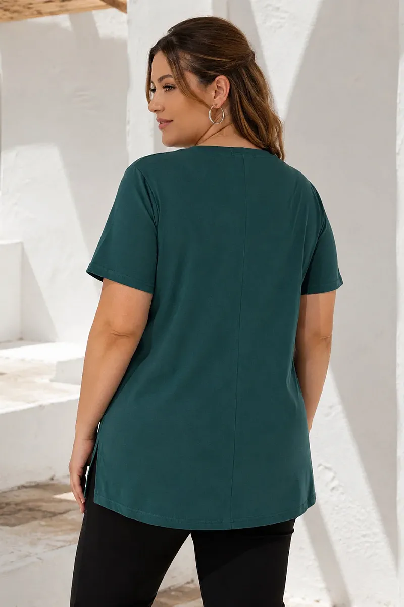 Κυπαρισί T-Shirt Με Κεντημένη Στάμπα Καρδιά 