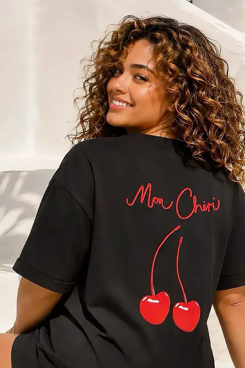 Mon Chéri T-Shirt Μαύρο
