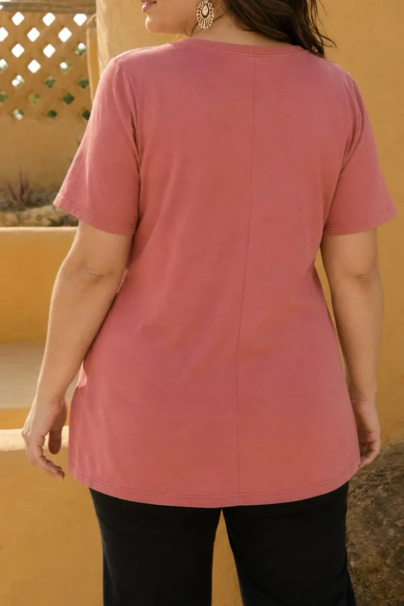 Σομόν T-Shirt Με Κεντημένη Σταμπα 