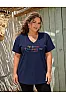 Navy T-Shirt Με Κεντημένη Σταμπα 