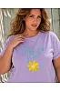 T-Shirt Με Κέντημα Μαργαρίτα Λιλά