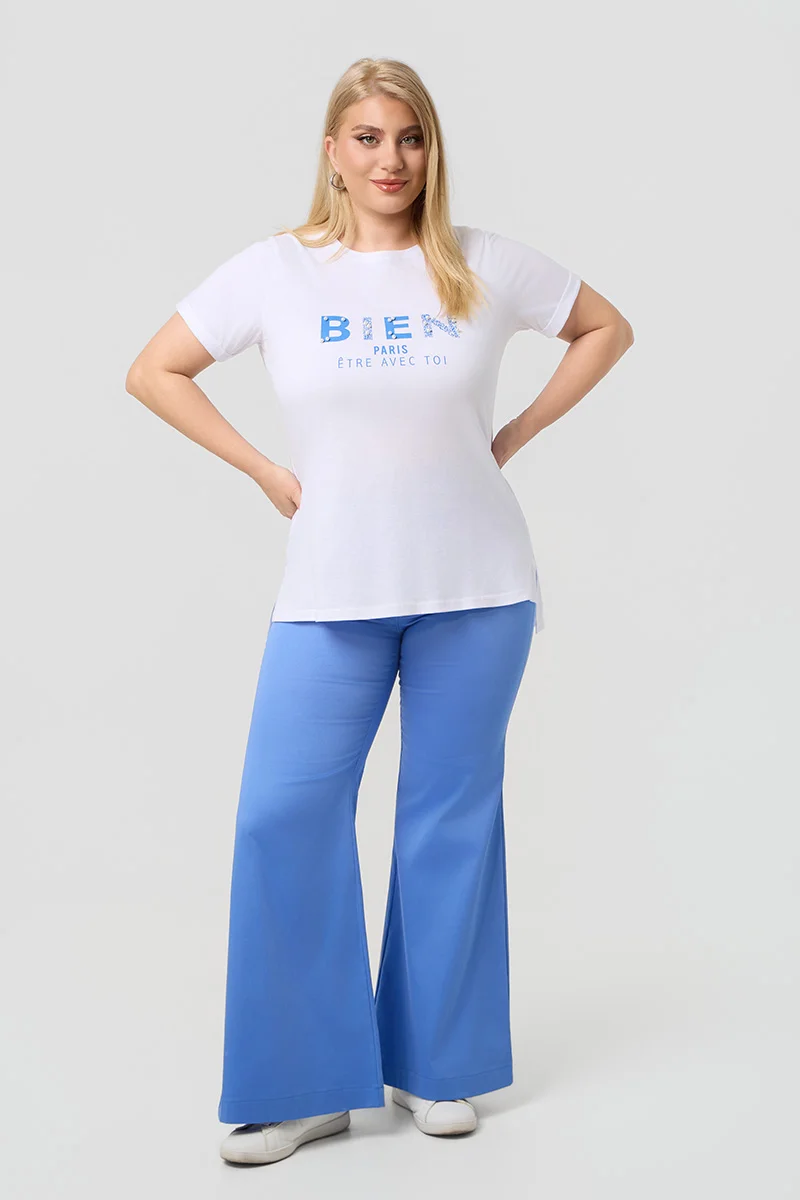 Λευκό T-Shirt Με Στάμπα Και Πέρλες 