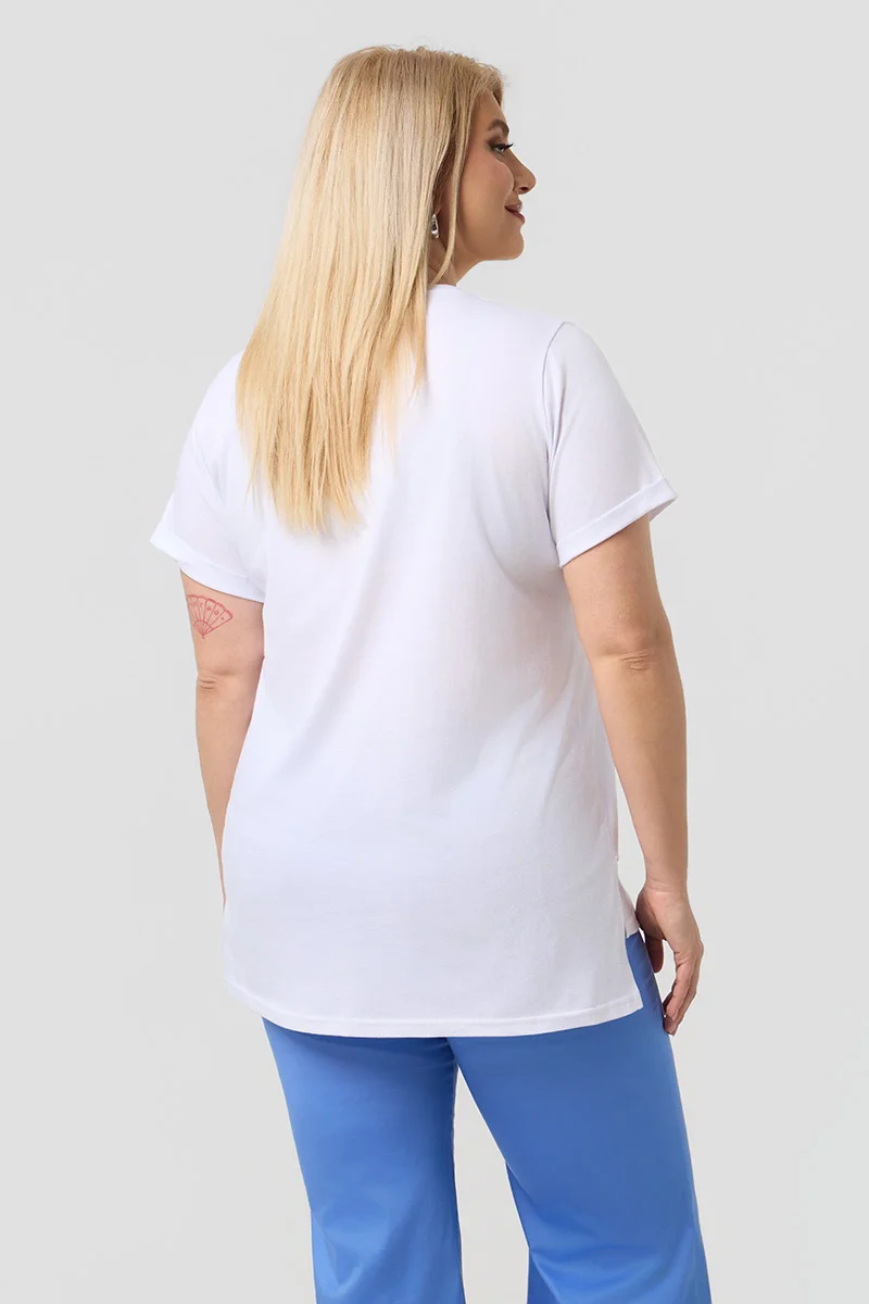 Λευκό T-Shirt Με Στάμπα Και Πέρλες 