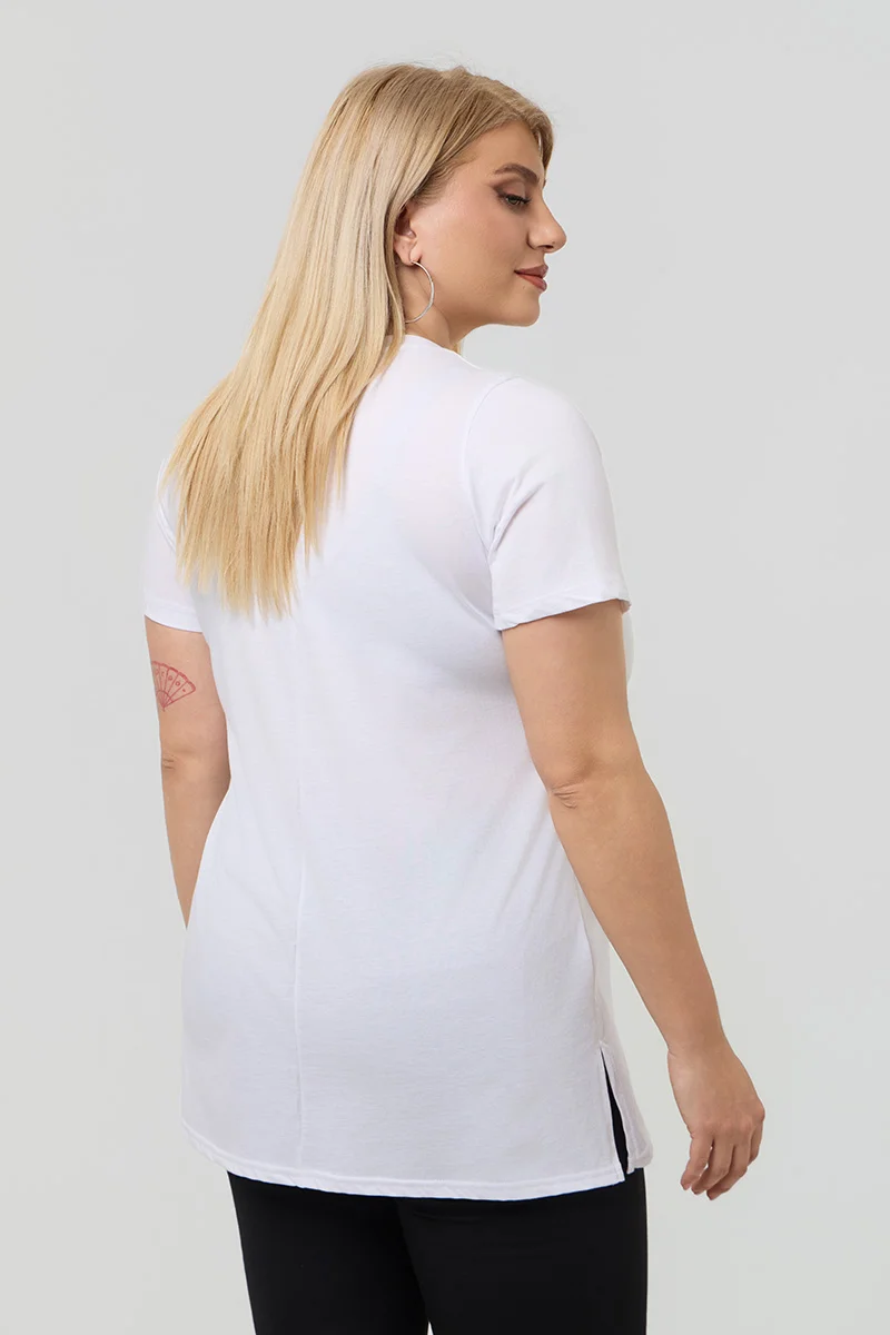 Λευκό T-Shirt Με Στάμπα Hello 