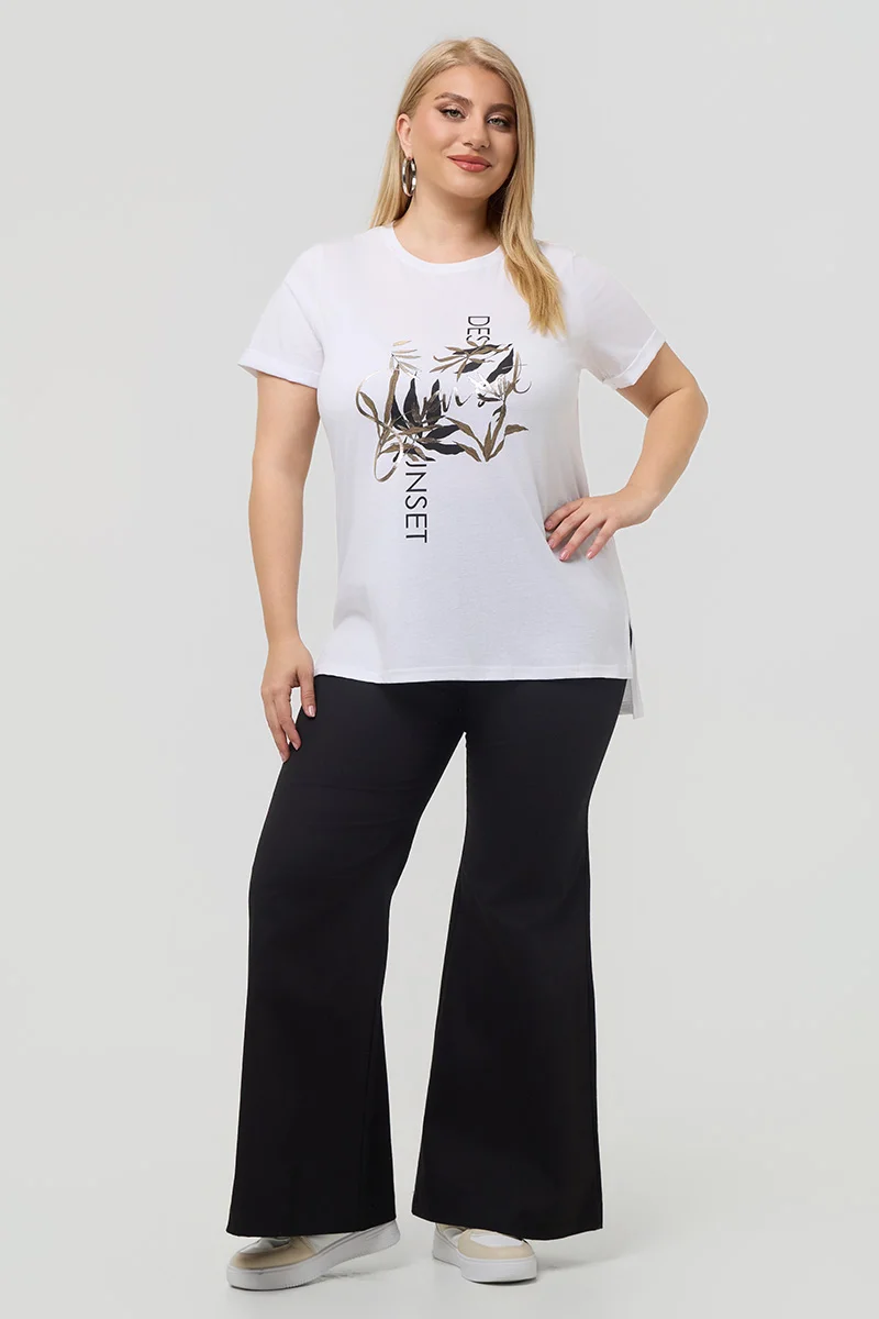 Λευκό T-Shirt Με Foil Στάμπα 