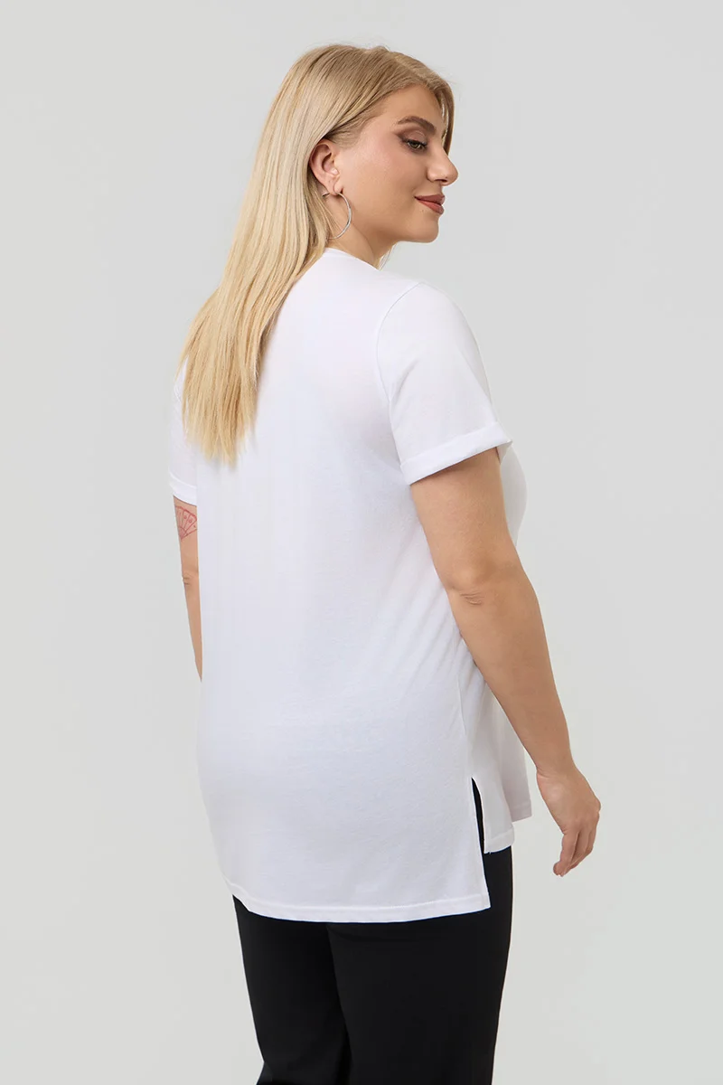 Λευκό T-Shirt Με Foil Στάμπα 