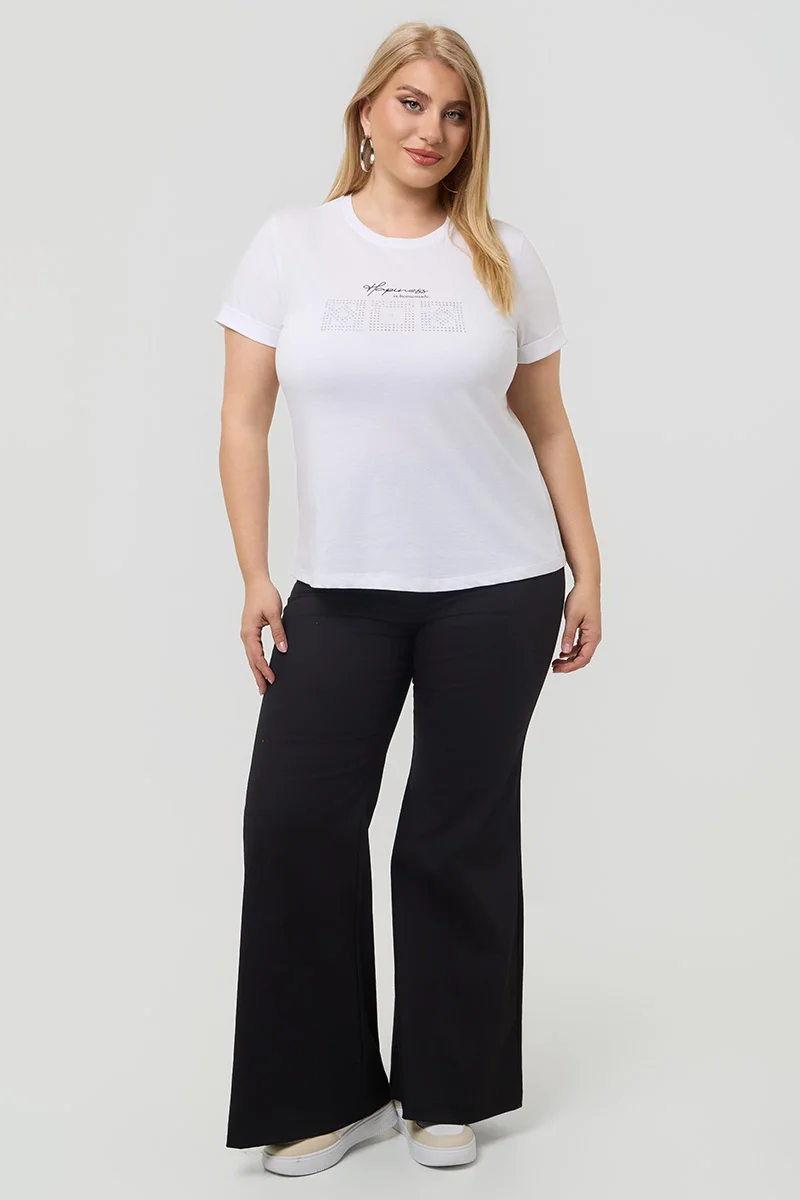 Λευκό T-Shirt Με Λεπτομέρειες Από Στρας