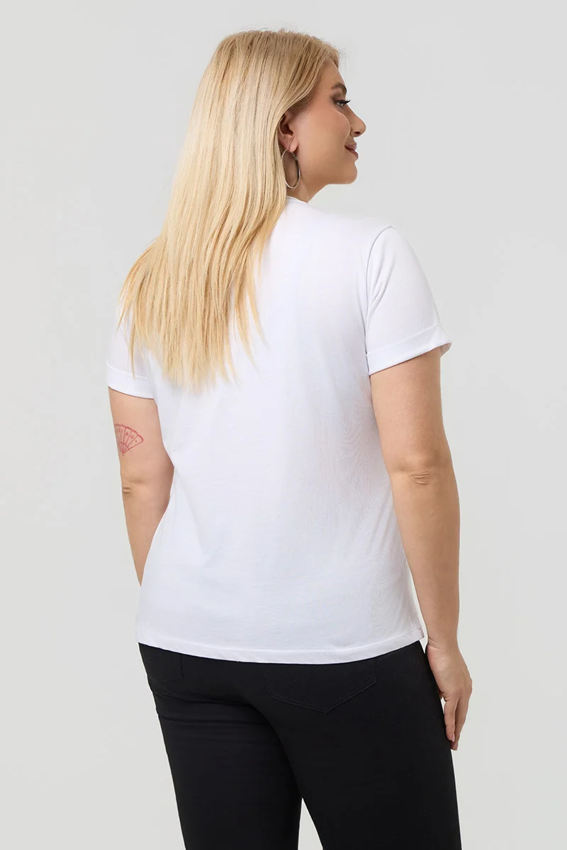 Λευκό T-Shirt Με Λεπτομέρειες Από Στρας