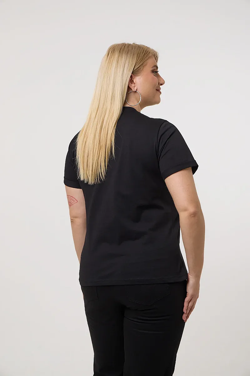 Μσύρο T-Shirt Με Λεπτομέρειες Από Στρας