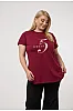  Μπορντό T-Shirt Με Χρυσή Στάμπα Και Στράς