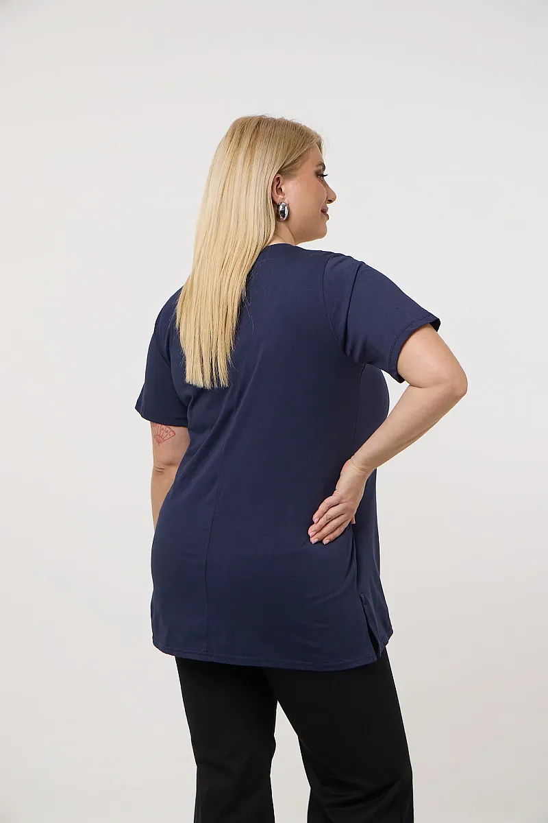 Navy T-Shirt Με Στάμπα Hello 