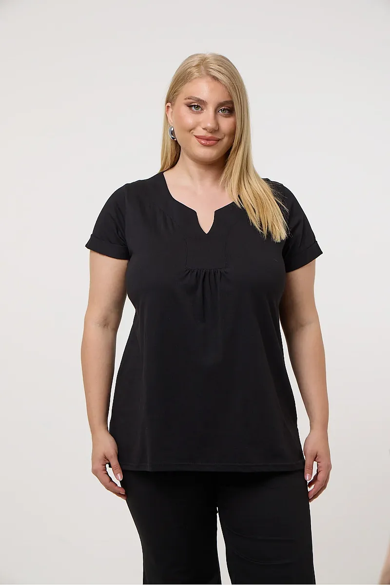 Μαύρη Μπλούζα V Άνοιγμα 