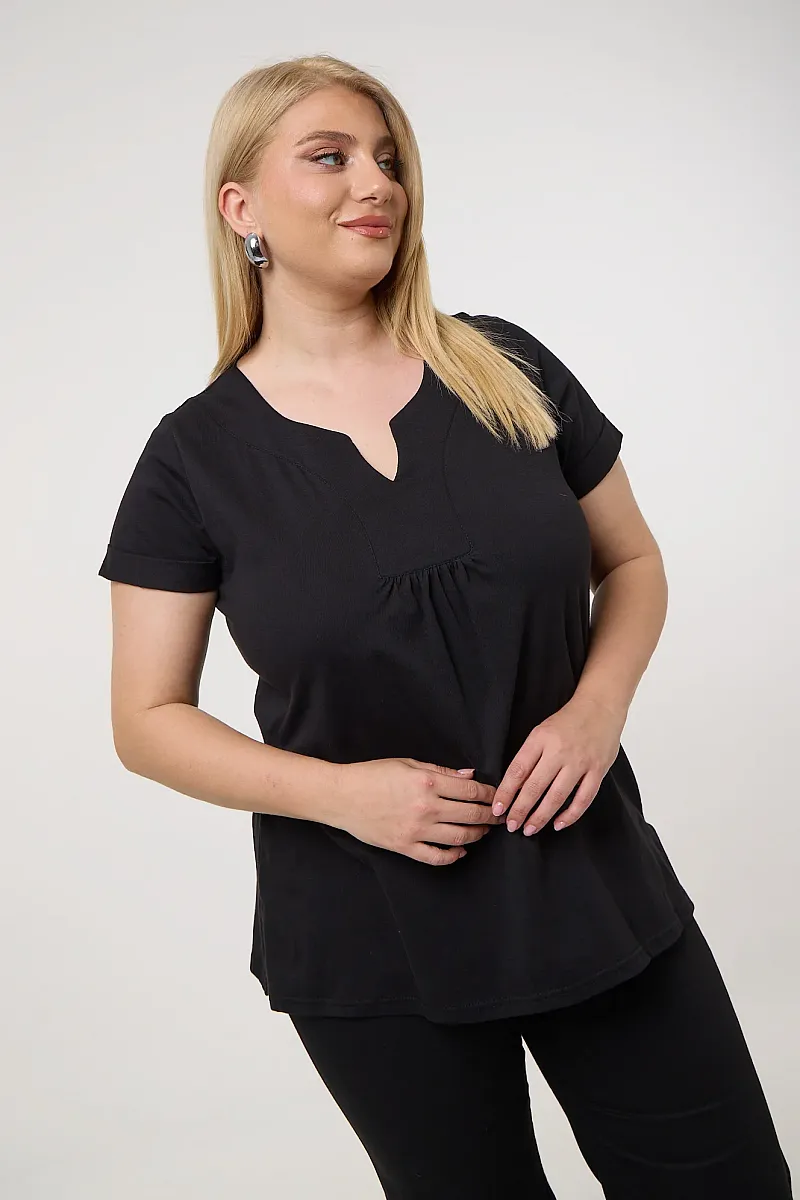 Μαύρη Μπλούζα V Άνοιγμα 