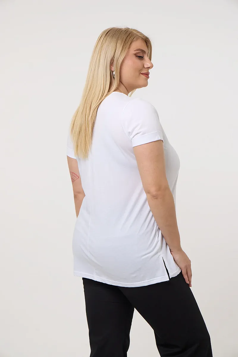 Λευκή Μπλούζα V Άνοιγμα 