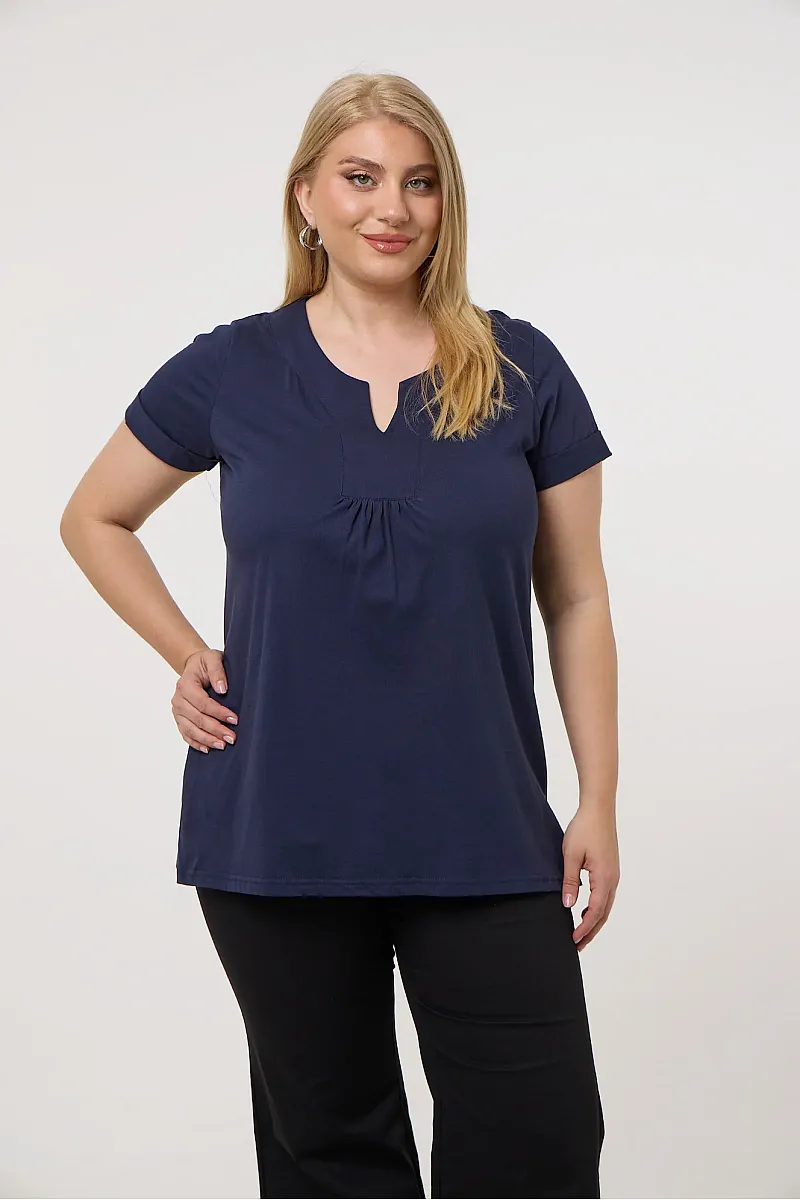 Navy Μπλούζα V Άνοιγμα 