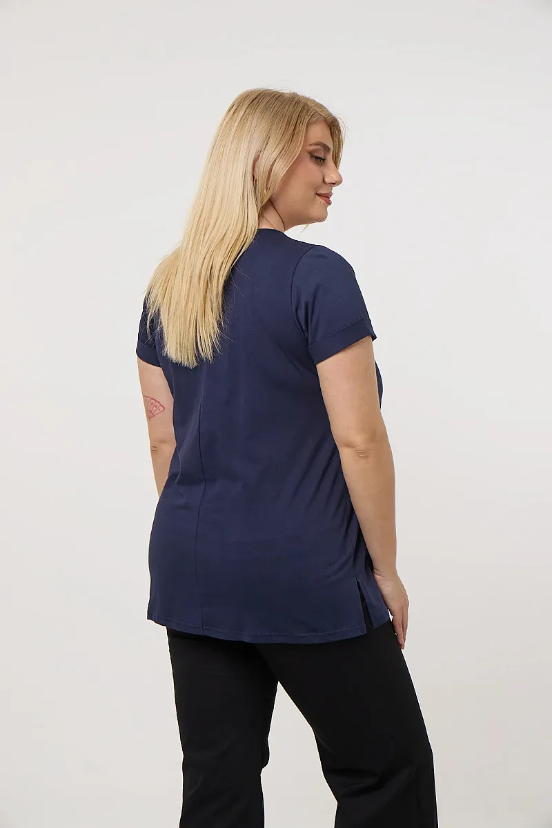 Navy Μπλούζα V Άνοιγμα 