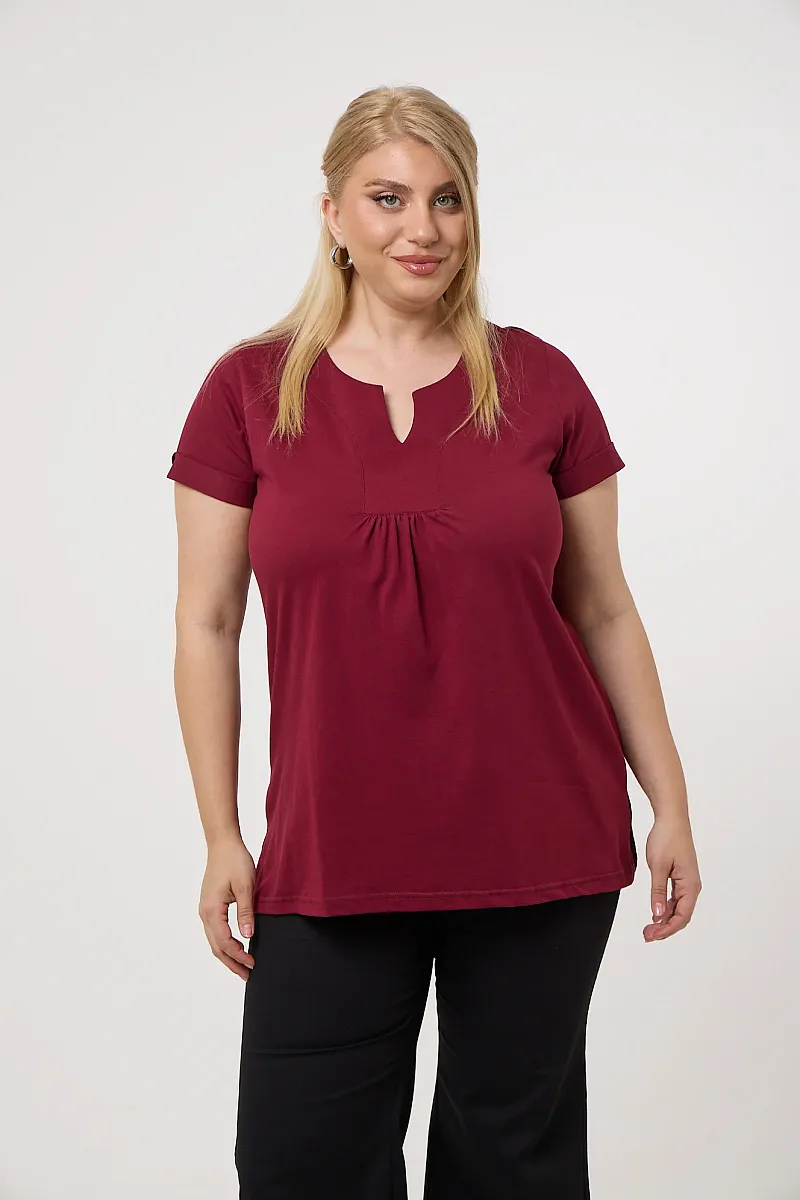 Μπορντό Μπλούζα V Άνοιγμα 