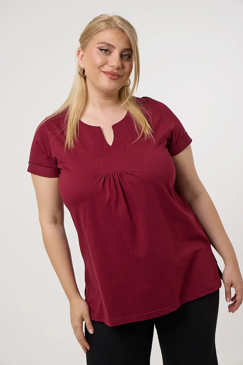 Μπορντό Μπλούζα V Άνοιγμα 