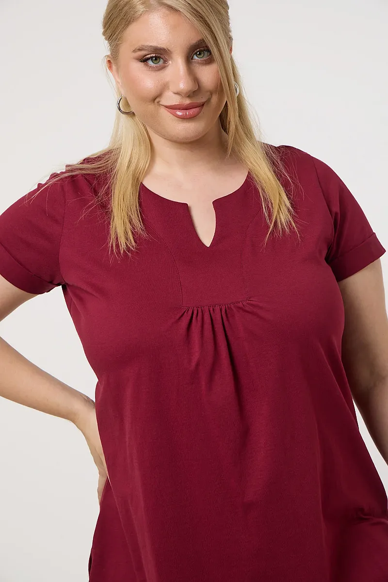 Μπορντό Μπλούζα V Άνοιγμα 