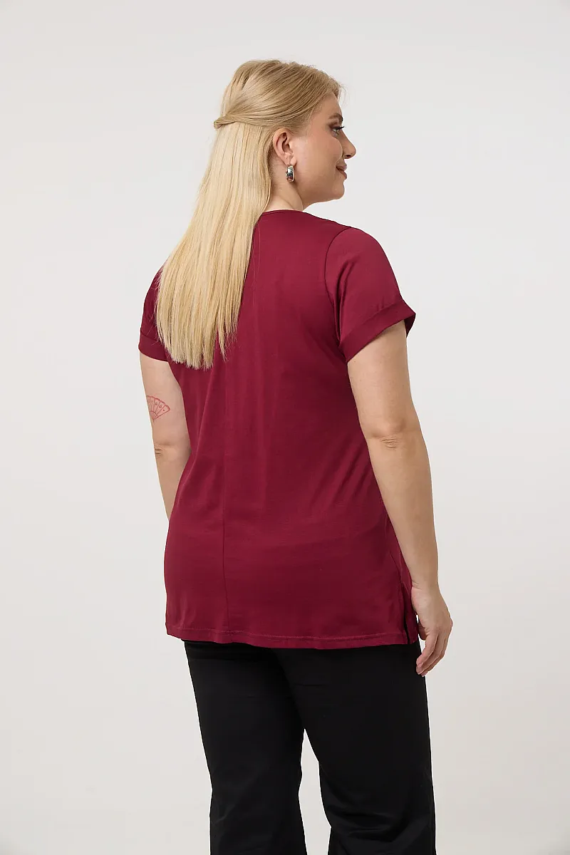 Μπορντό Μπλούζα V Άνοιγμα 