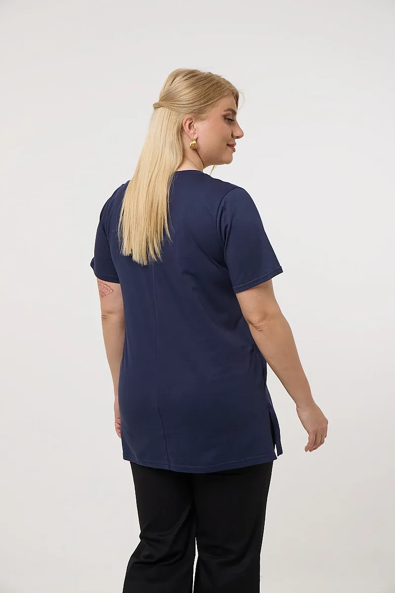 Navy T-Shirt Με Κεντημένη Τσέπη