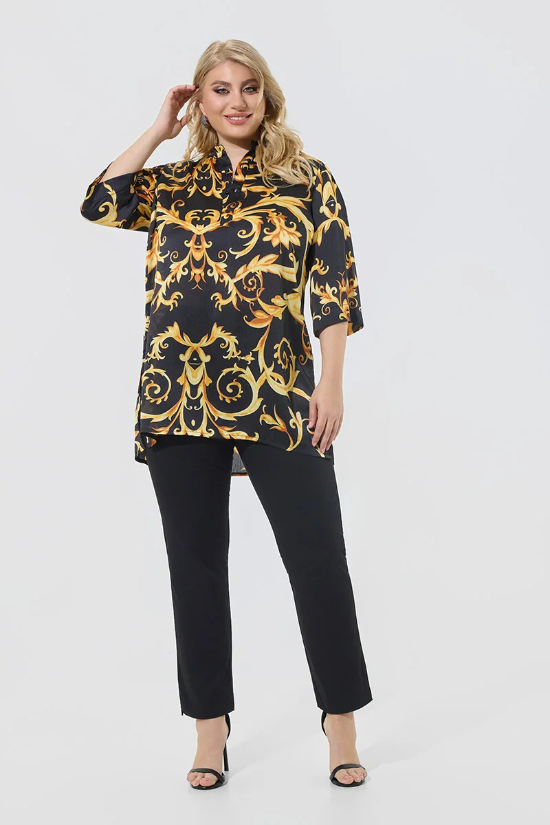 Oversized Μπλουζοπουκάμισο Με Baroque Print