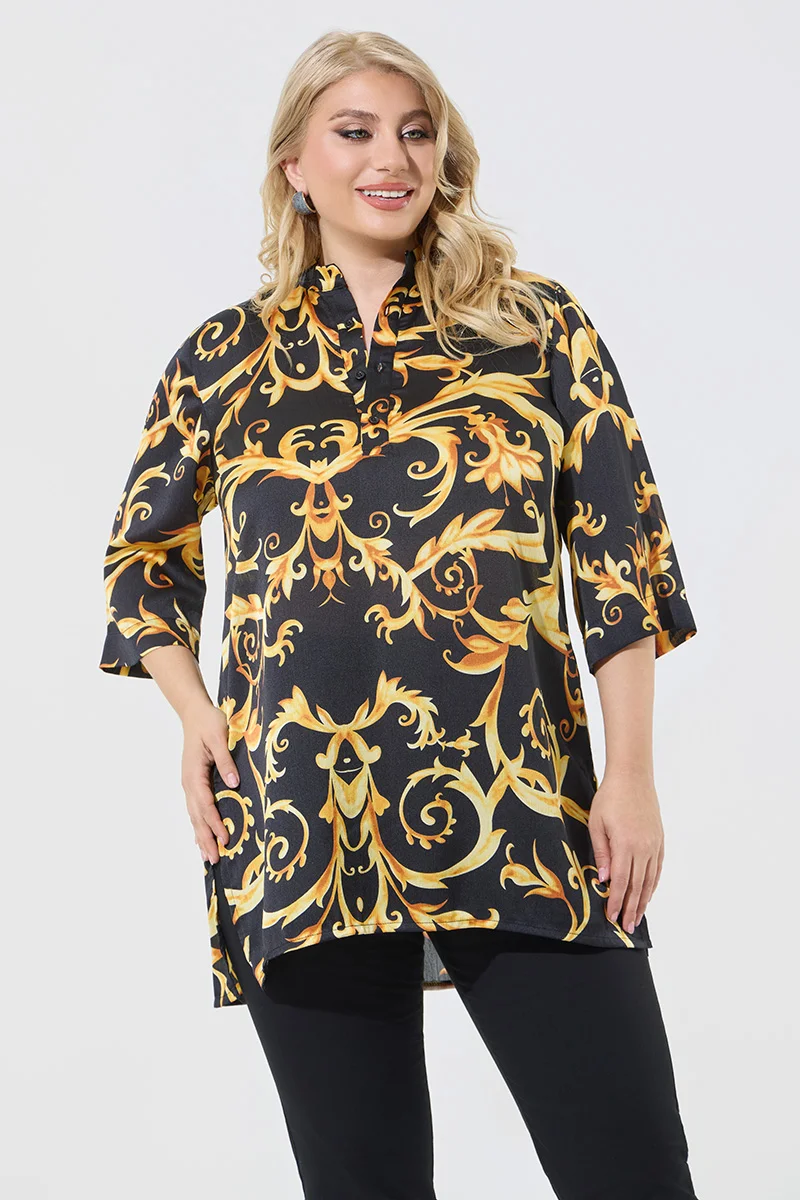 Oversized Μπλουζοπουκάμισο Με Baroque Print