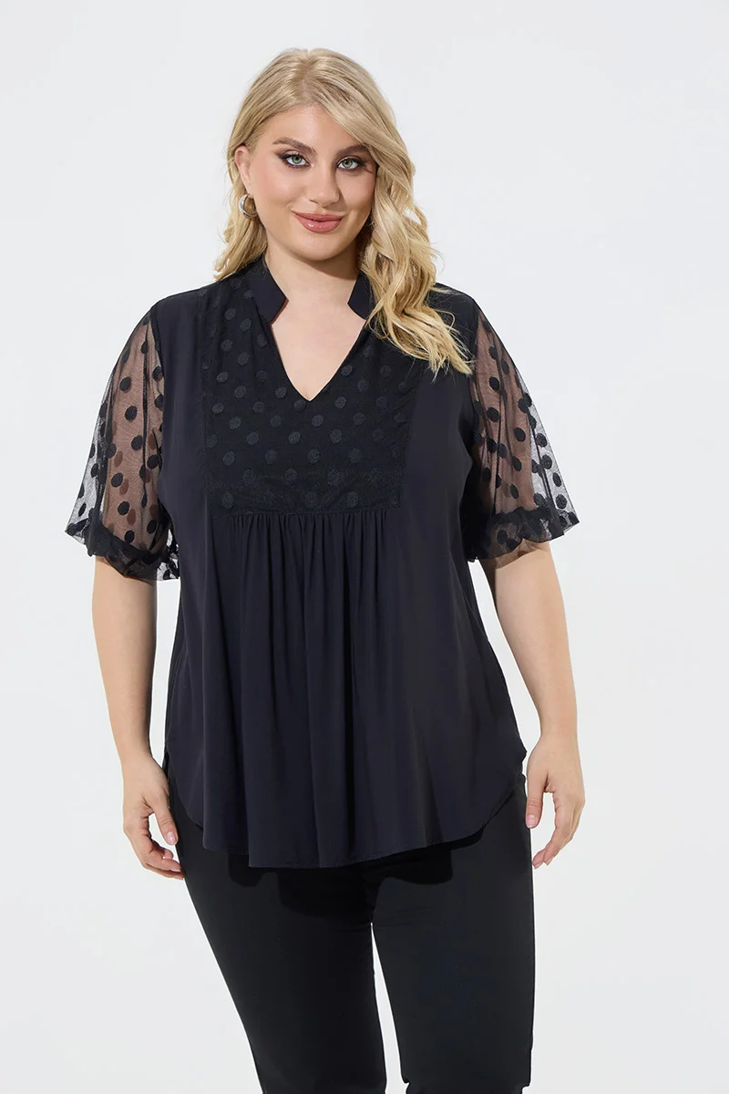 Μπλούζα Μαύρη με Διαφάνεια Πουά