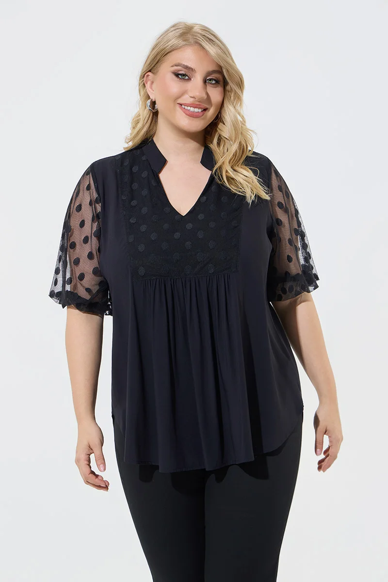 Μπλούζα Μαύρη με Διαφάνεια Πουά