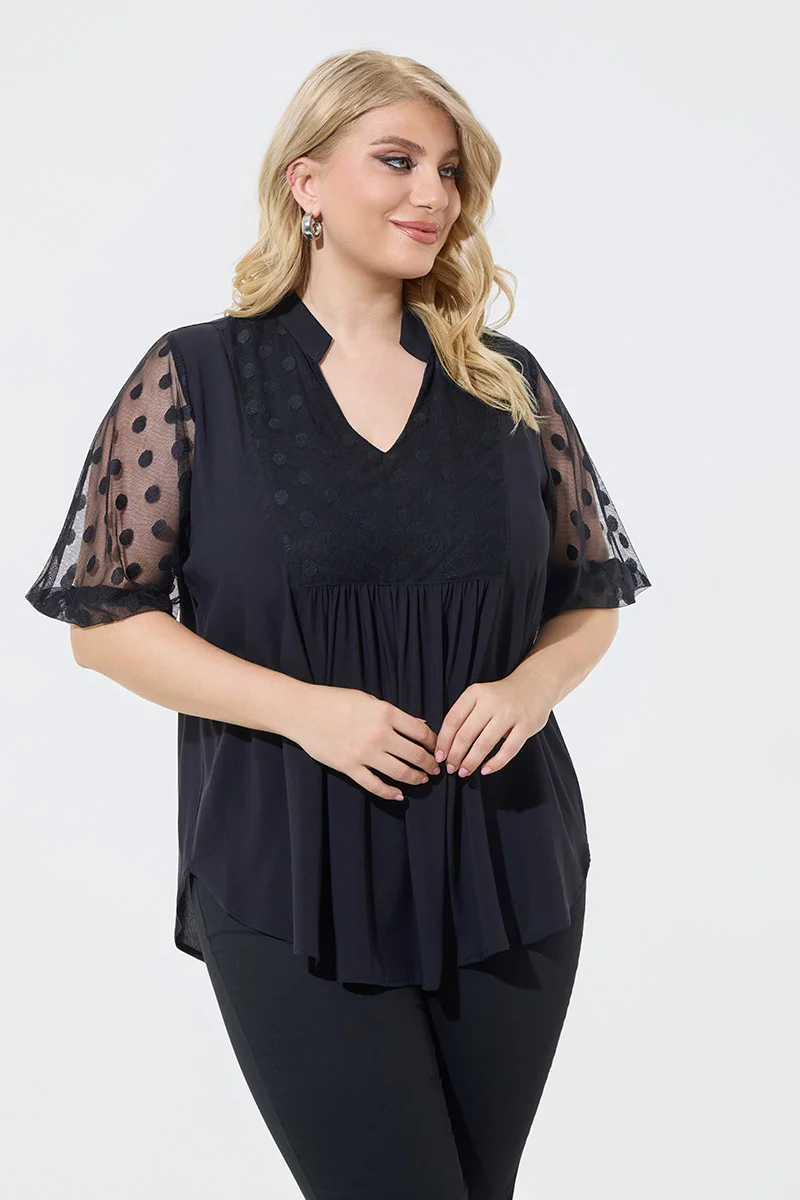 Μπλούζα Μαύρη με Διαφάνεια Πουά