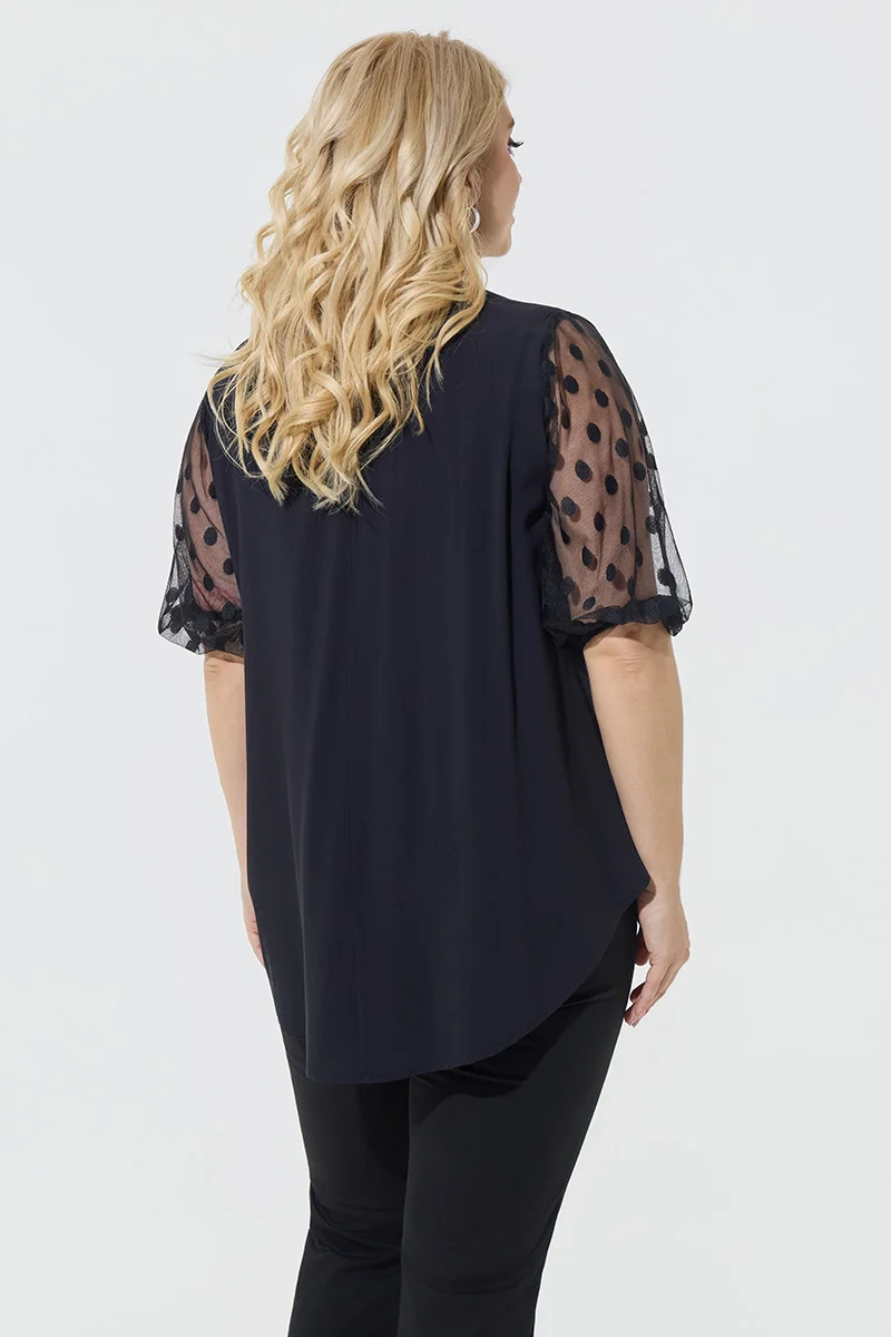 Μπλούζα Μαύρη με Διαφάνεια Πουά