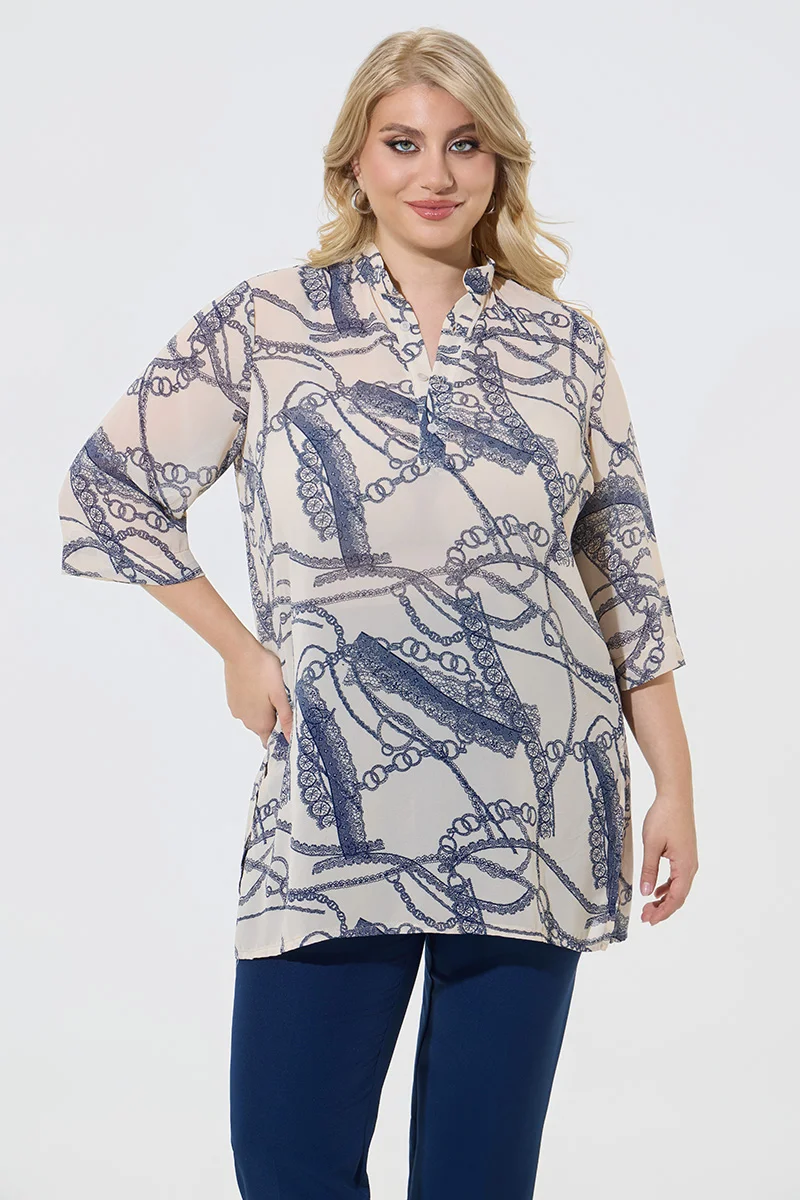 Oversized Μπλουζοπουκάμισο Με Chain Print