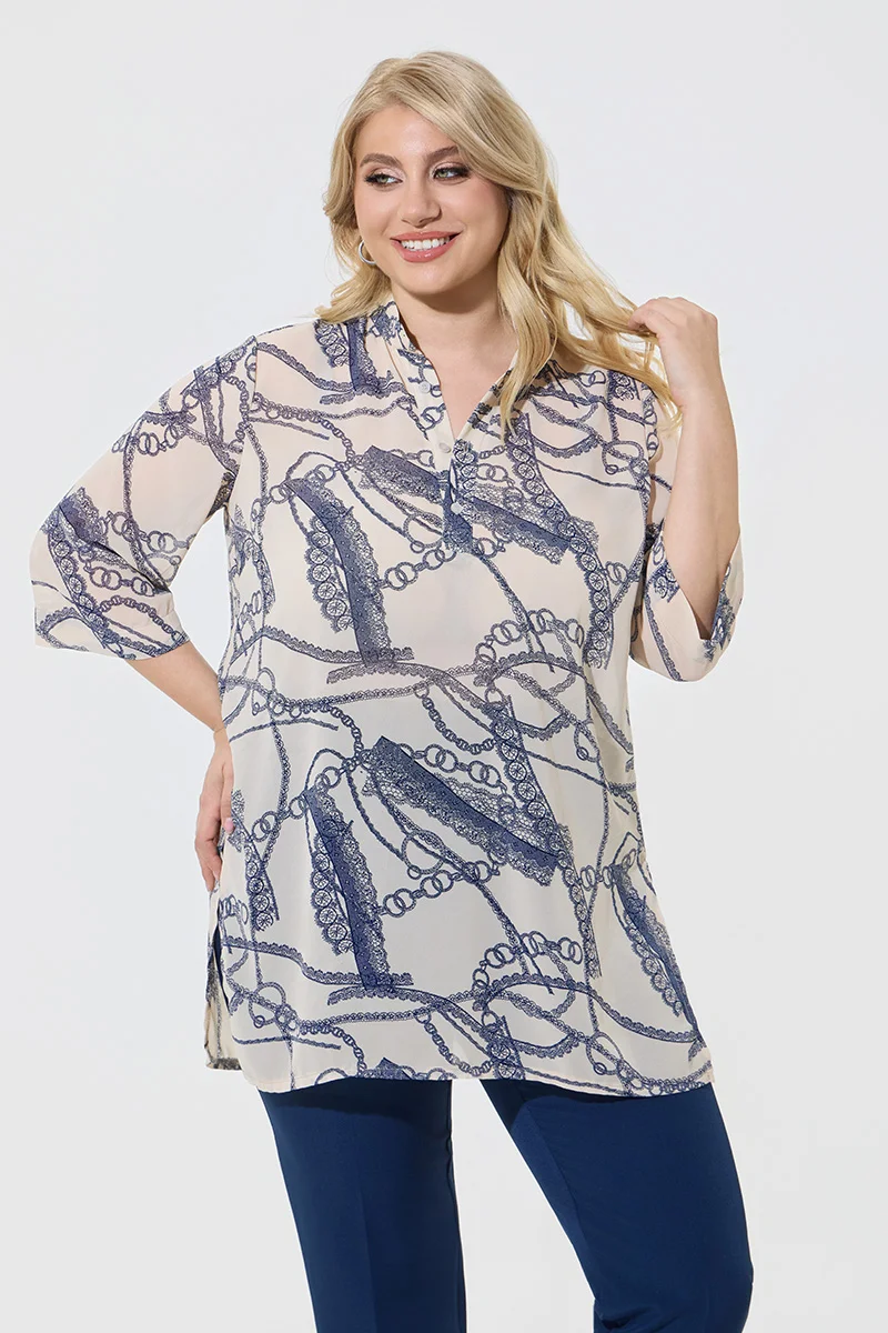 Oversized Μπλουζοπουκάμισο Με Chain Print