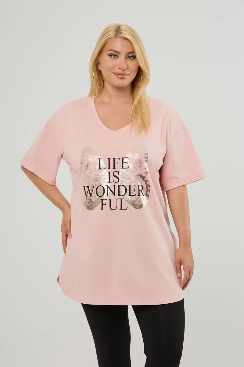 Σομόν Plus Size T-Shirt Butterfly 